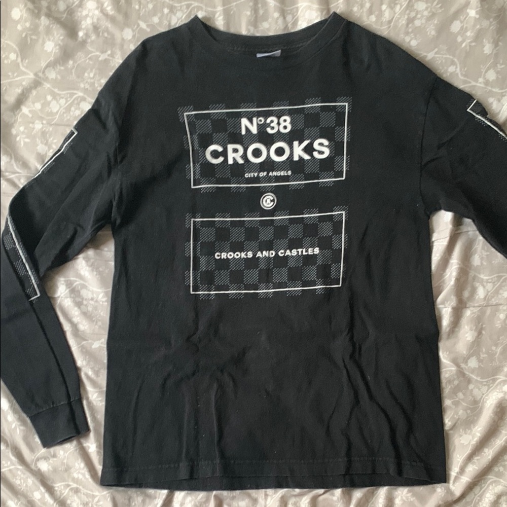 Crooks & Castles Black Crewneck Sweater Minimalist Design